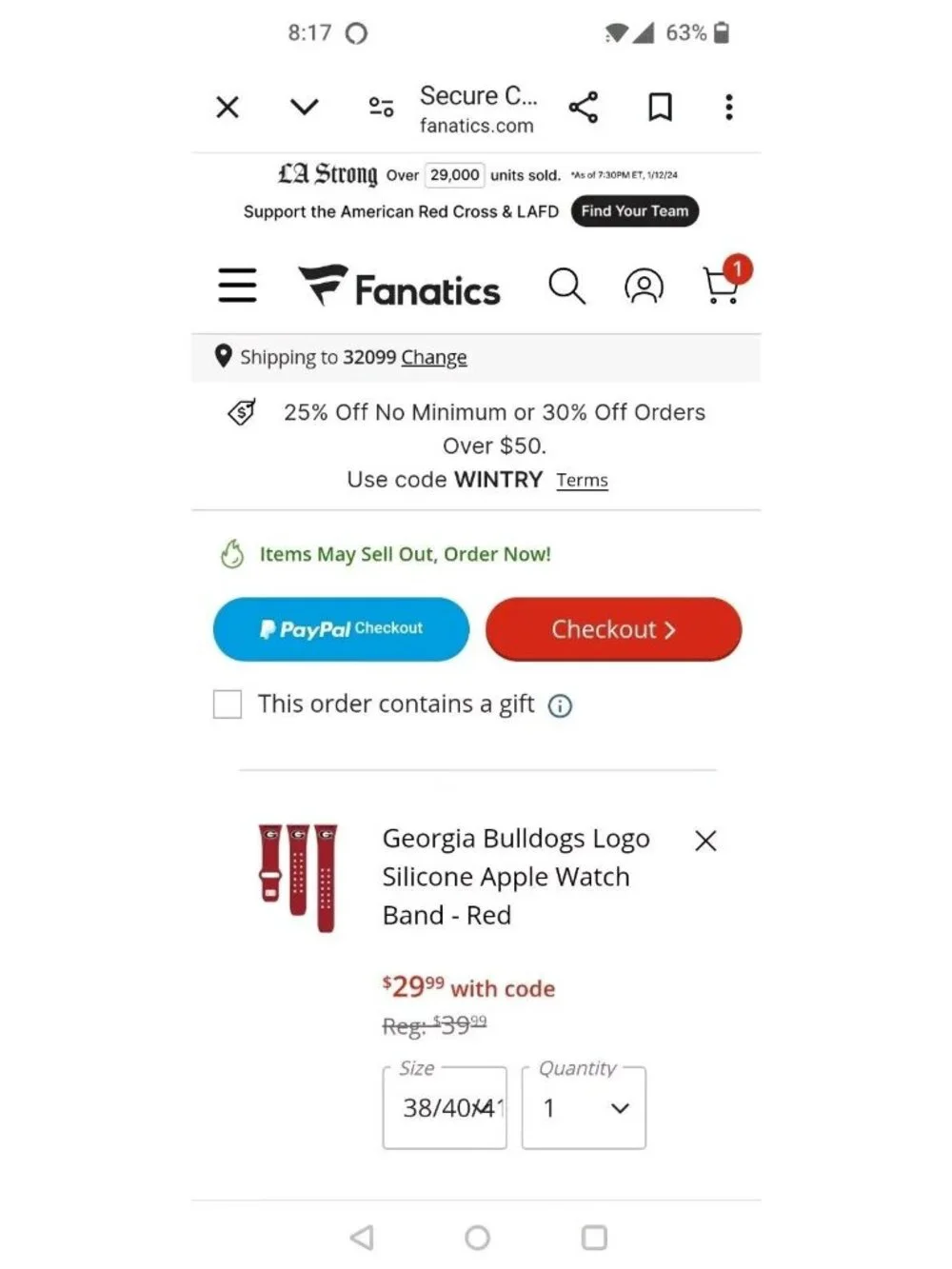 New / 3pc / AFFINITY / Georgia Bulldogs Apple Watch Band 38 - 41 mm / All Series